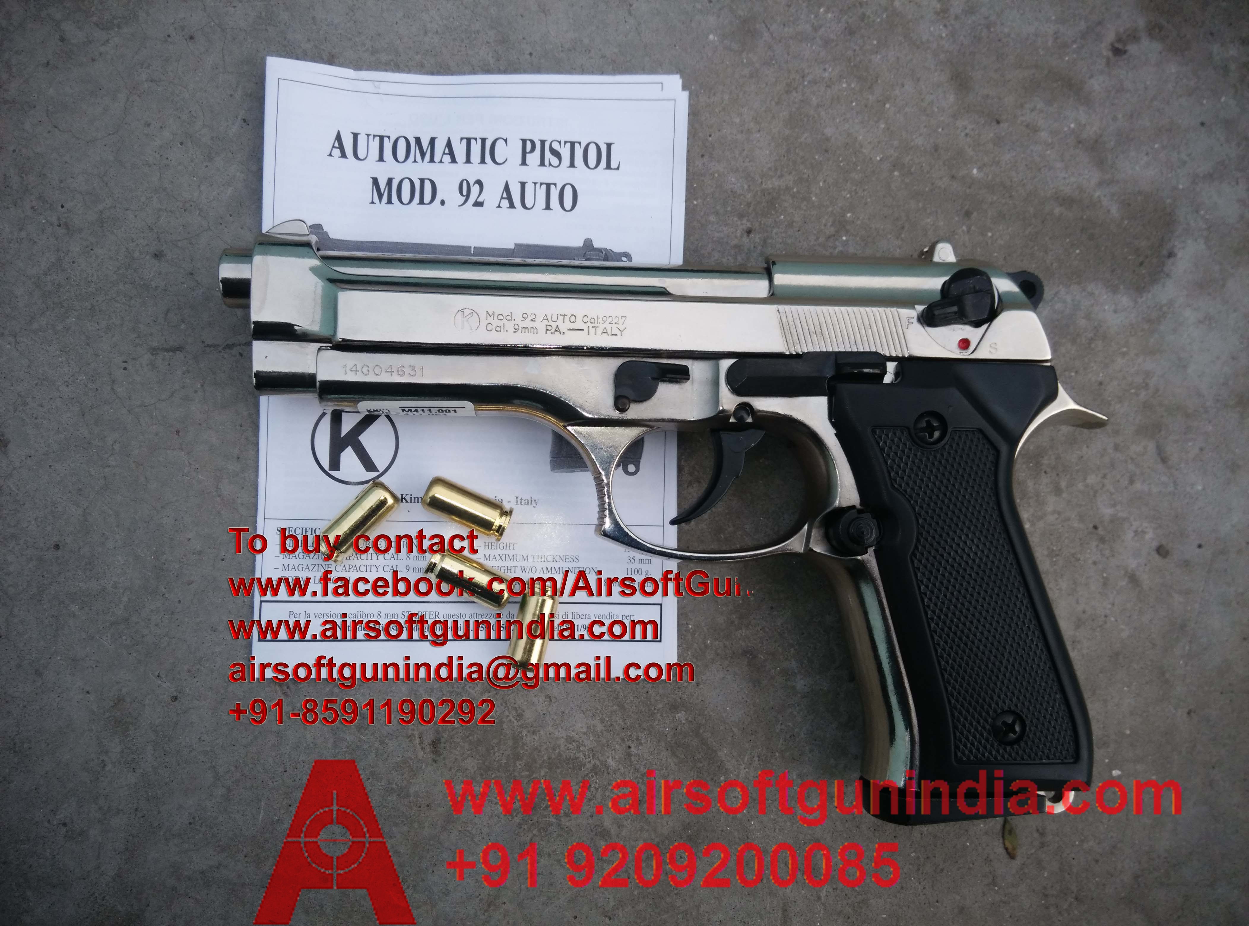 Beretta M92fs Based Kimar M92fs Front Firing Blank Gun In India(chrome)