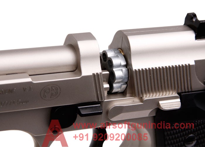 Beretta 92FS, Nickel, Black Grips Co2 Pellet Gun By Airsoft Gun India