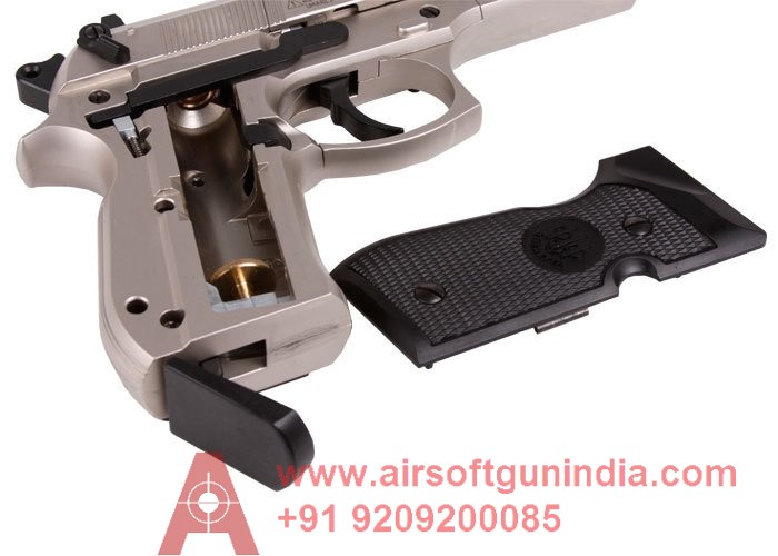 Beretta 92FS, Nickel, Black Grips Co2 Pellet Gun By Airsoft Gun India