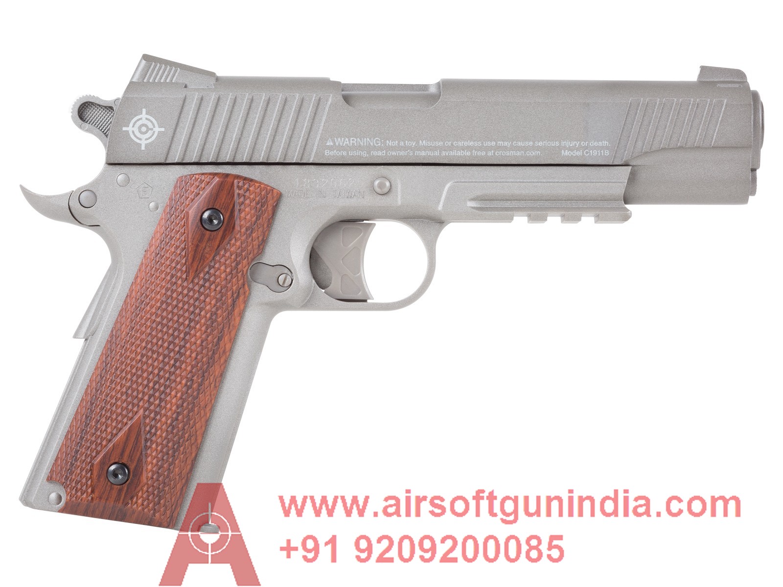 Crosman 1911 CO2 Pellet Pistol, Silver By Airsoft Gun India