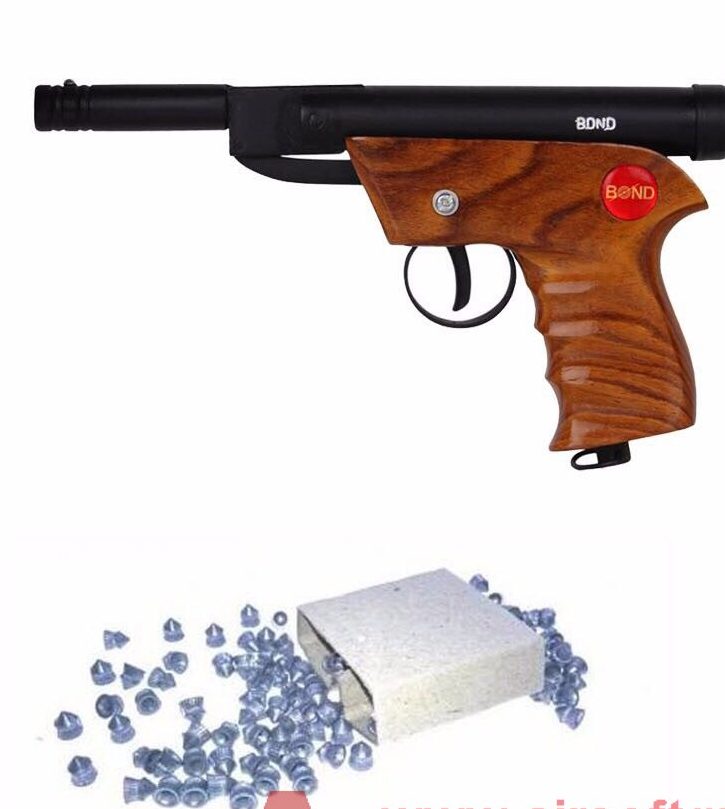 Bond Series-1 Air Pistol For Target Practice Metal Body With Wooden Handle (Black, Brown)