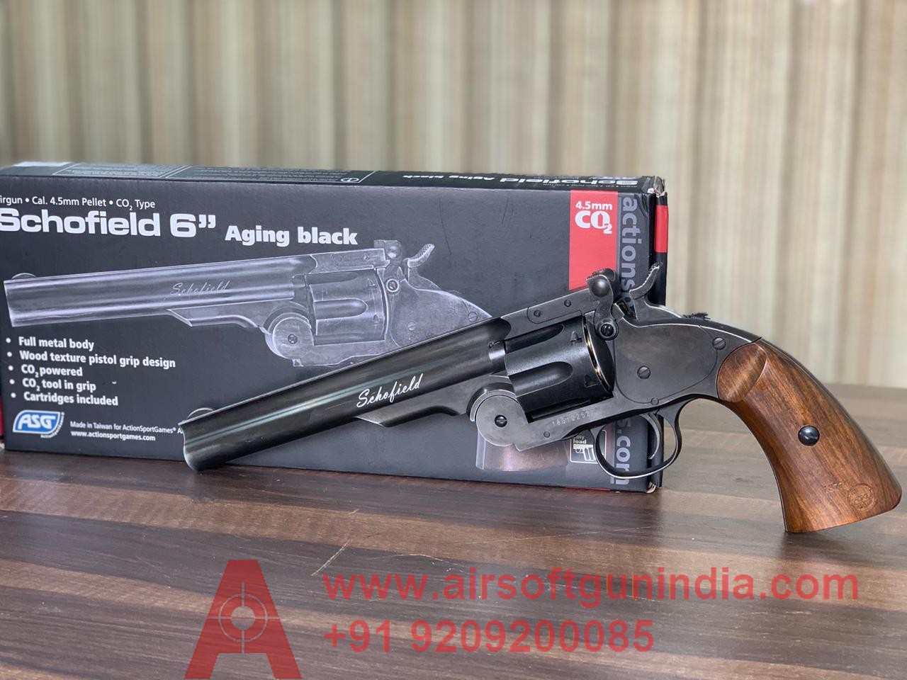 Schofield 6” Pellet Revolver Black By Airsoft Gun India