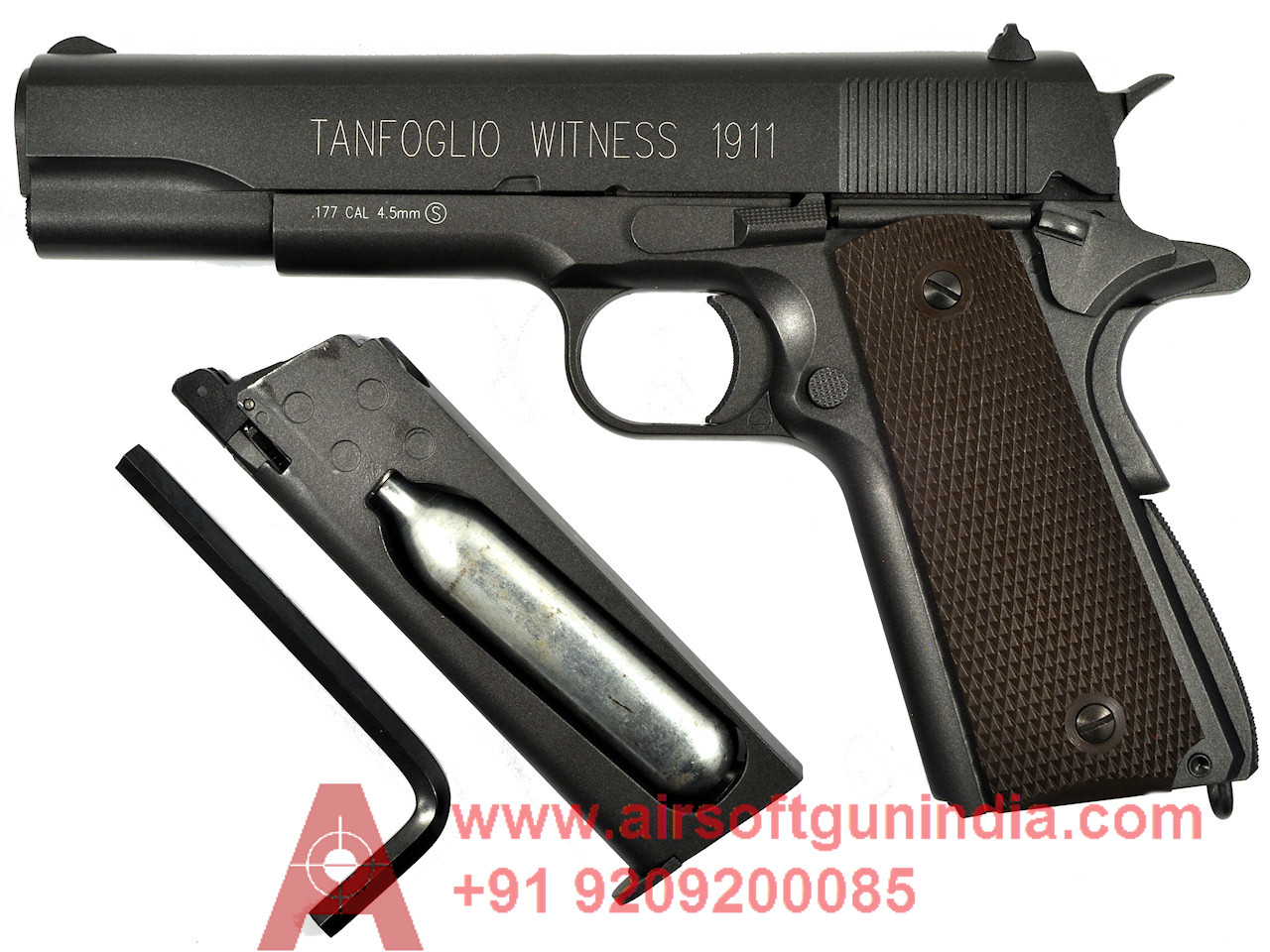 Tanfoglio Witness 1911 CO2 BB Pistol, Brown Grips