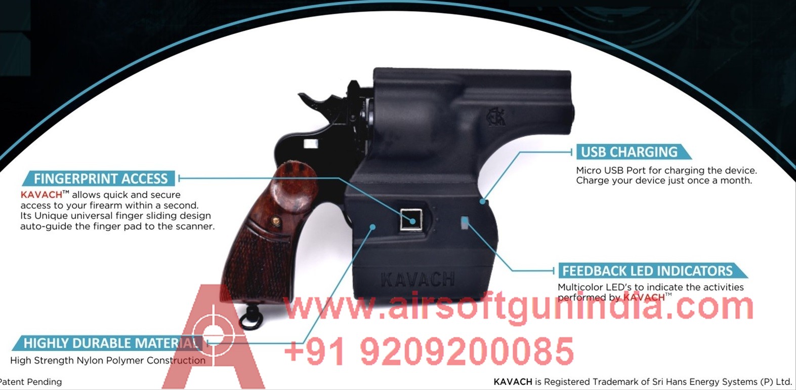 Kavach Smart holster Fingerprint Gun Holster in india for IOF .32 Revolver By Airsoft gun india