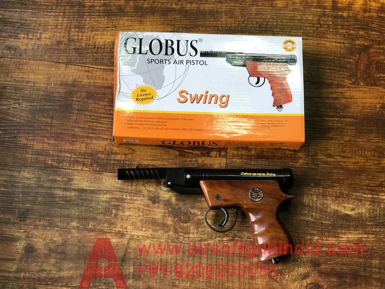 Globus Swing Wooden Sports .177 Air Pistol By Airsoft Gun India