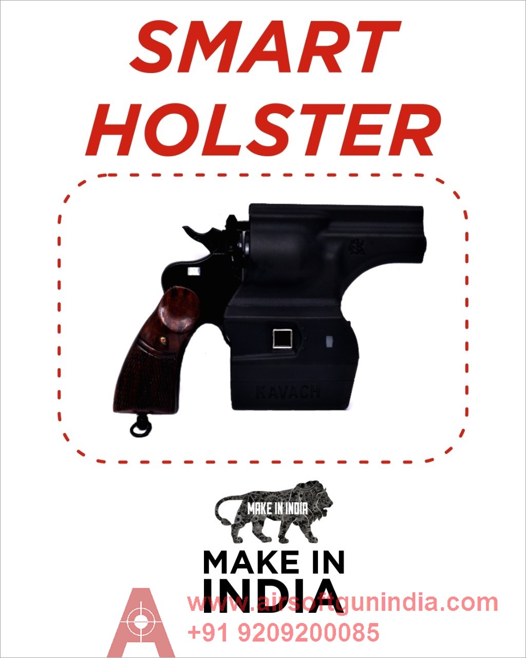 Kavach Smart holster Fingerprint Gun Holster in india for IOF .32 Revolver By Airsoft gun india
