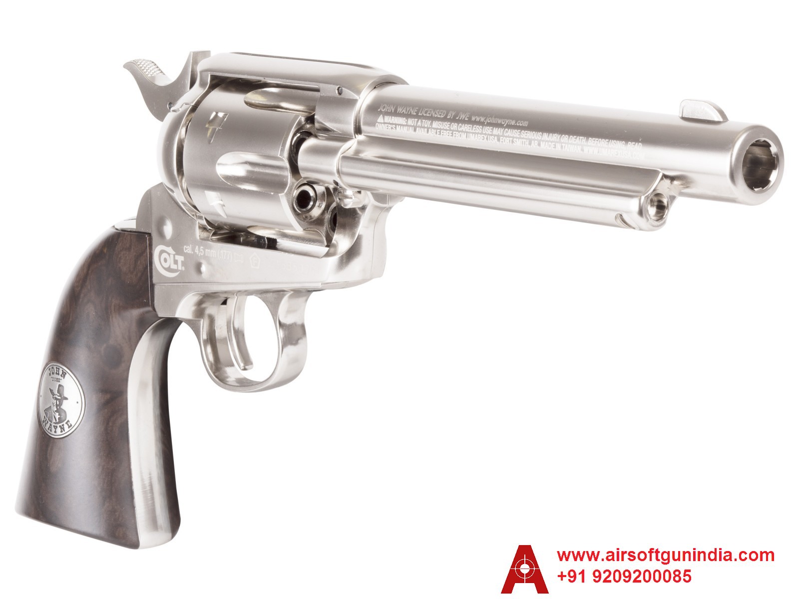 John Wayne Colt CO2 Pellet Revolver, Nickel By Airsoft Gun India