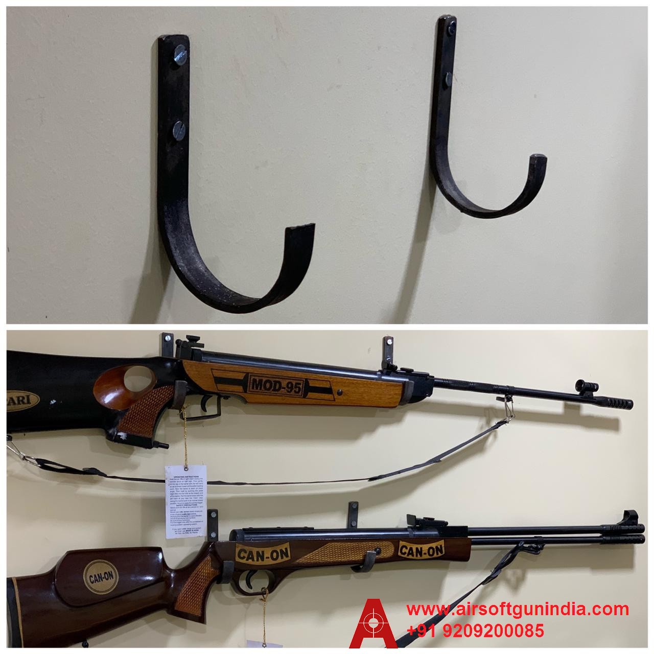 Airsoft Gun India Rilfe  Wall Mount Storage J-Hook  Rifle Shot Gun Hanger