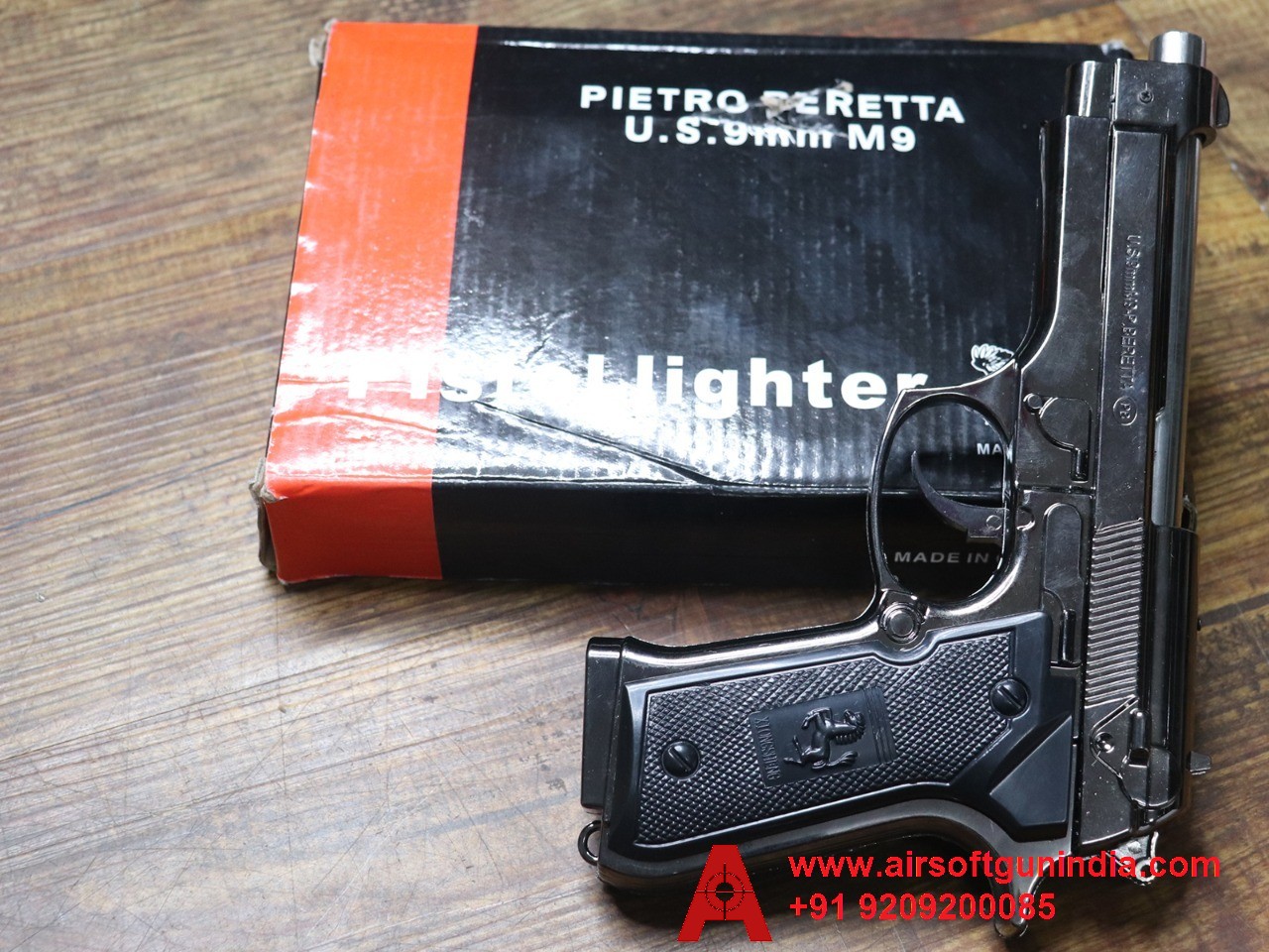 BERETTA 9MM SILVER REPLICA LIGHTER GUN BY AIRSOFT GUN INDIA