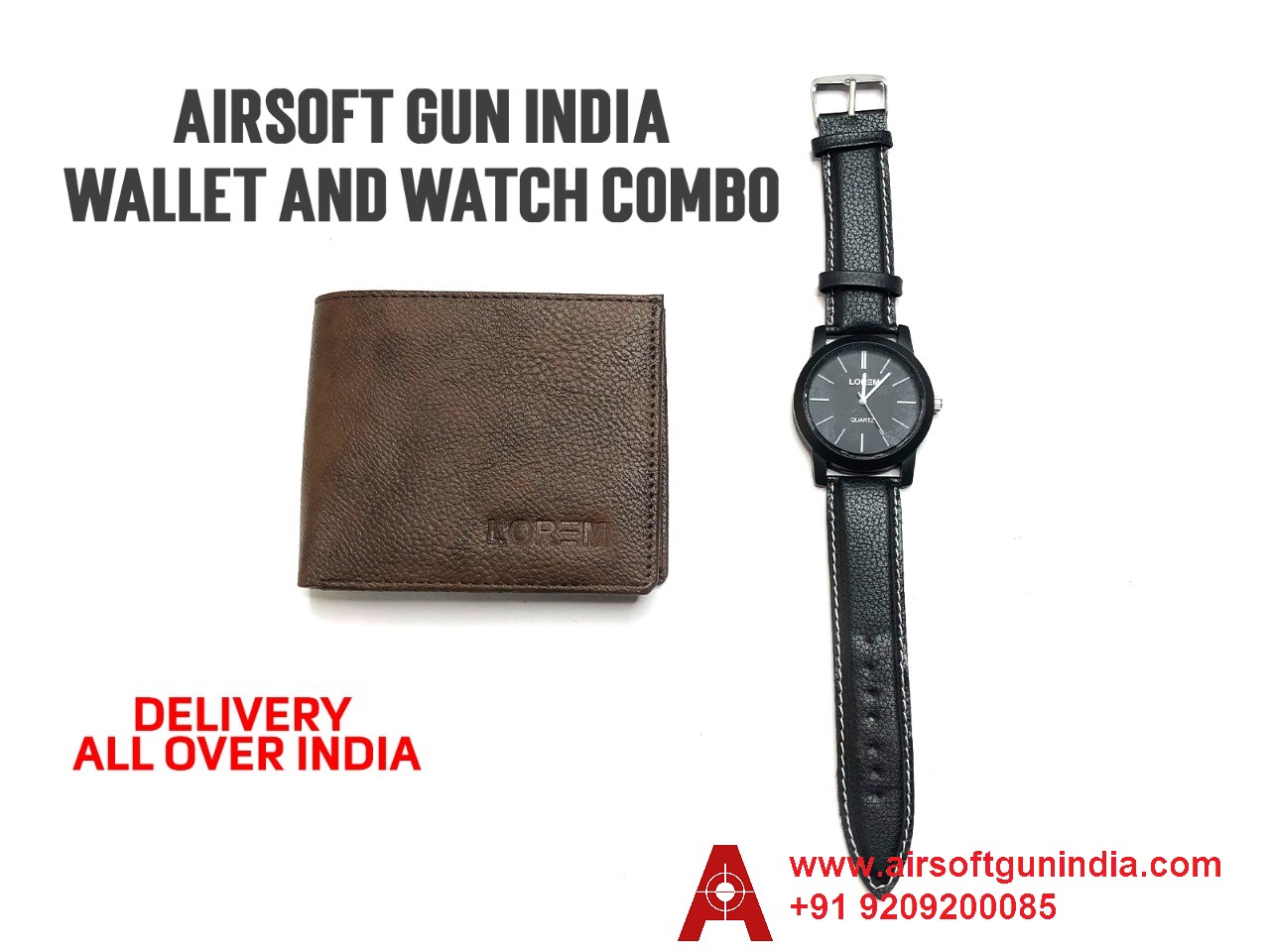Airsoft Gun India Wallet And Watch Combo Black Shade