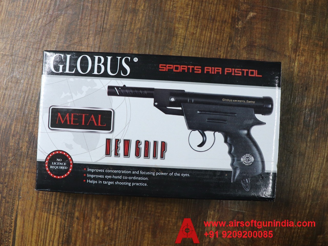 Globus Swing Black Sports Single-Shot .177 Caliber / 4.5 Mm Indian Air Pistol By Airsoft Gun India.
