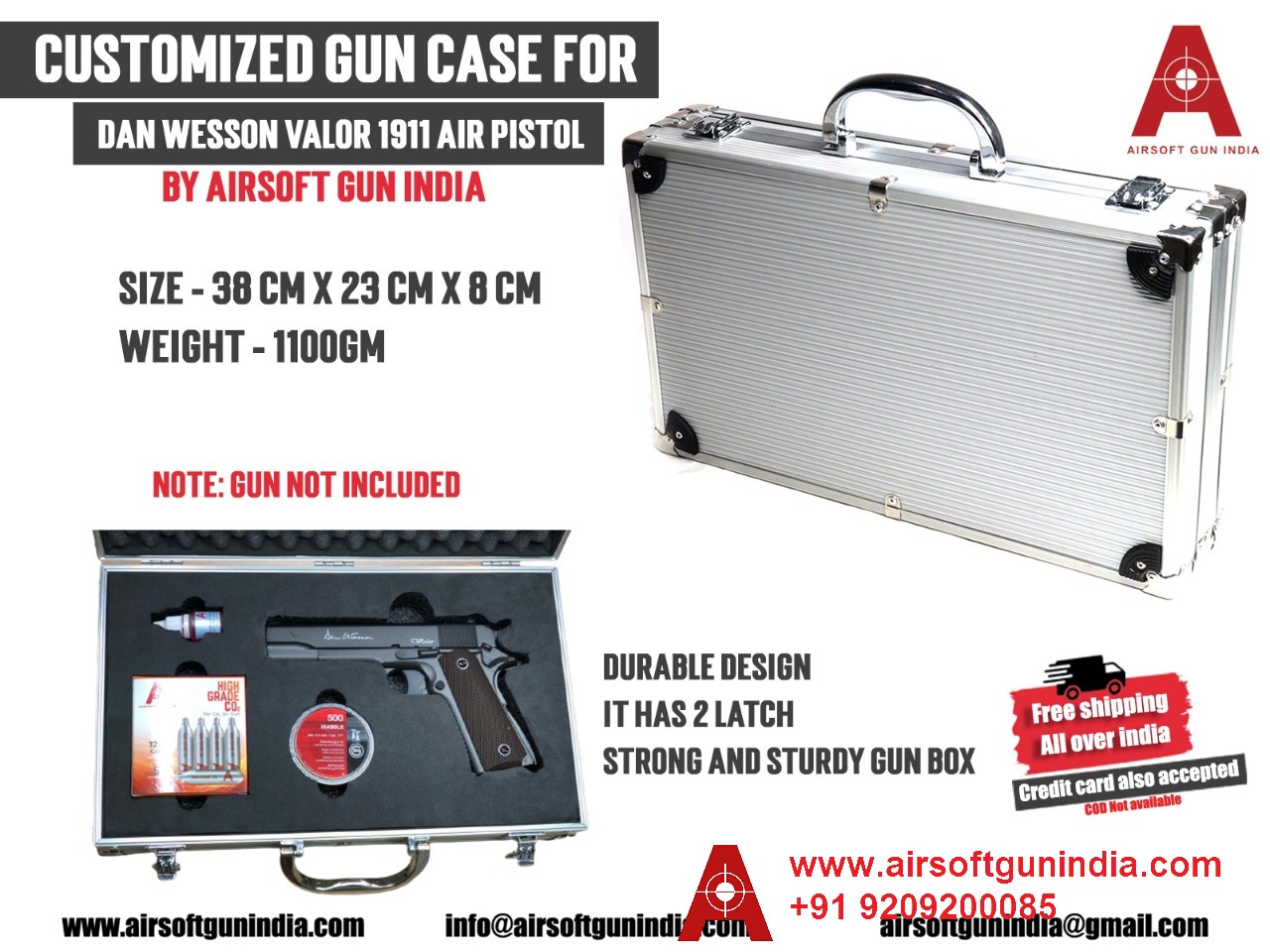 Customized Gun Case For ASG Dan Wesson Valor 1911 Full Metal Co2 Pellet Pistol By Airsoft Gun India