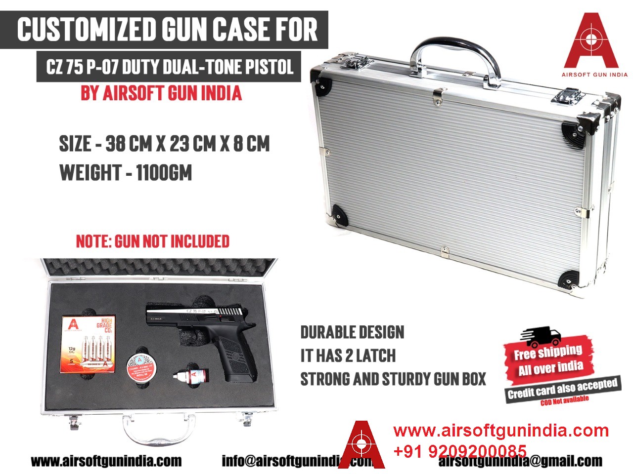 Customized Storage Metal Gun Box For CZ 75 P-07 Duty Dual-Tone CO2 BB  By Airsoft Gun India