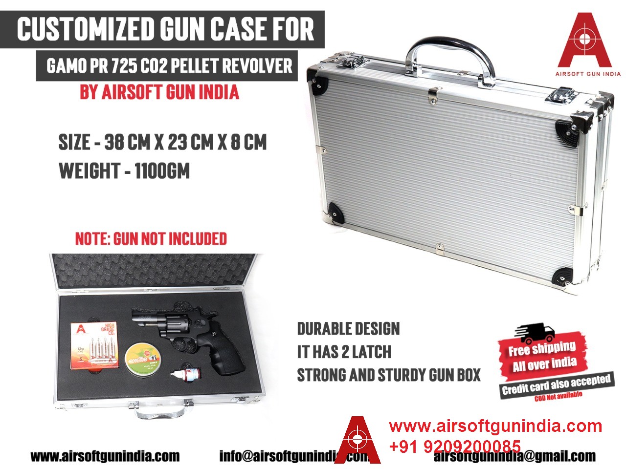 Customized Storage Metal Gun Box/ Gun Case For GAMO PR 725 Co2 Pellet Revolver By Airsoft Gun India