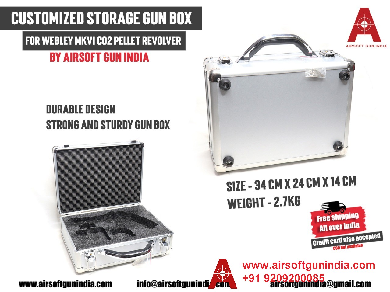 Customized Storage Gun Box For Webley MKVI Co2 Pellet Revolver  By Airsoft Gun India