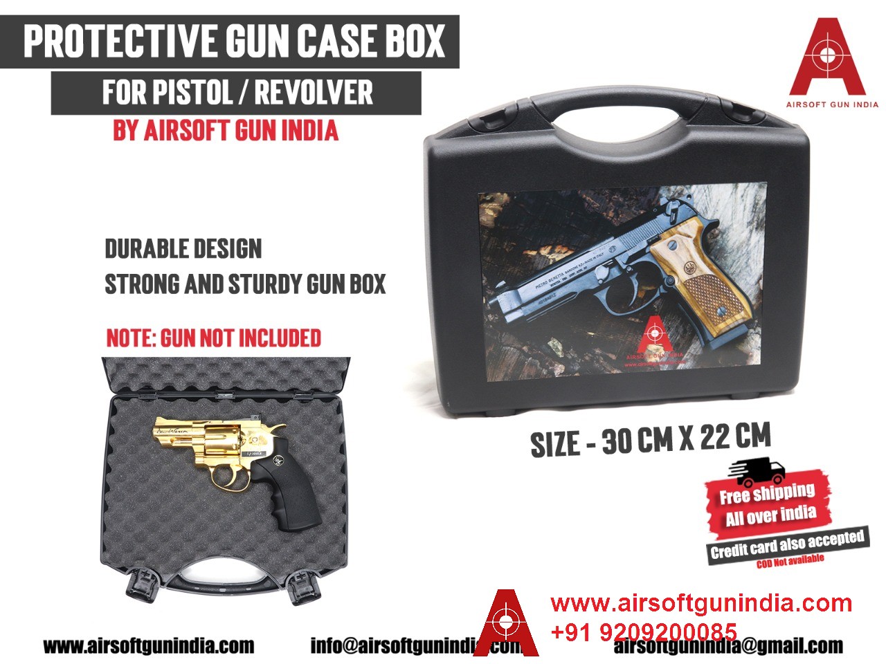 PISTOL / REVOLVER PROTECTIVE GUN CASE BOX BY AIRSOFT GUN INDIA