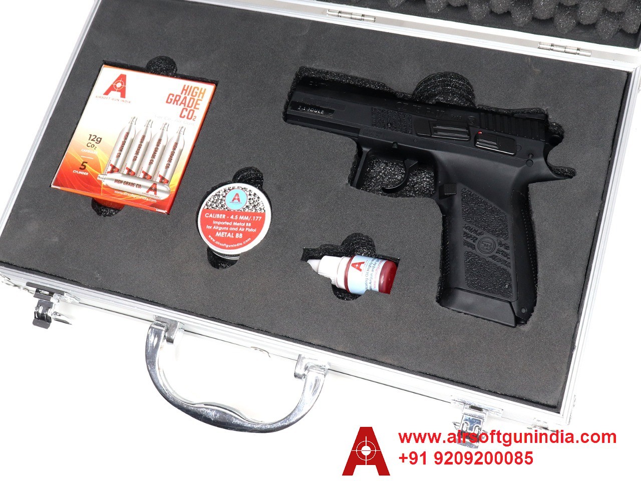 Customized Storage Metal Gun Box For CZ 75 P-07 Duty CO2 BB Blowback Pistol By Airsoft Gun India