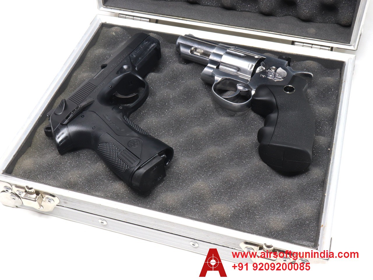 PREMIUM QUALITY PISTOL /REVOLVER PROTECTIVE METAL GUN BOX BY AIRSOFT GUN INDIA ( SILVER )