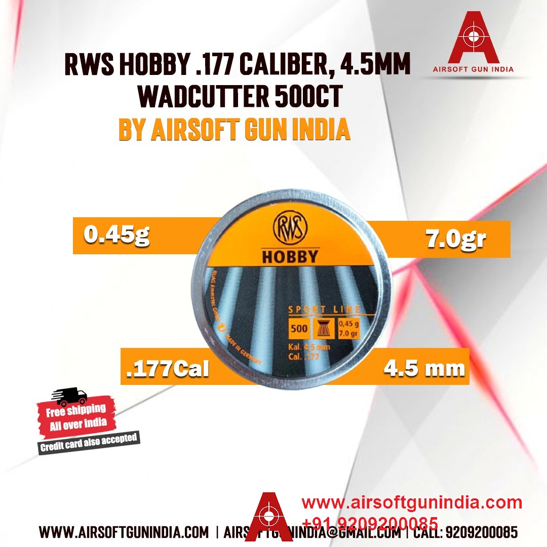 RWS Hobby .177 Caliber, 4.5mm Wadcutter 500ct Pack Of 4 By Airsoft Gun India.
