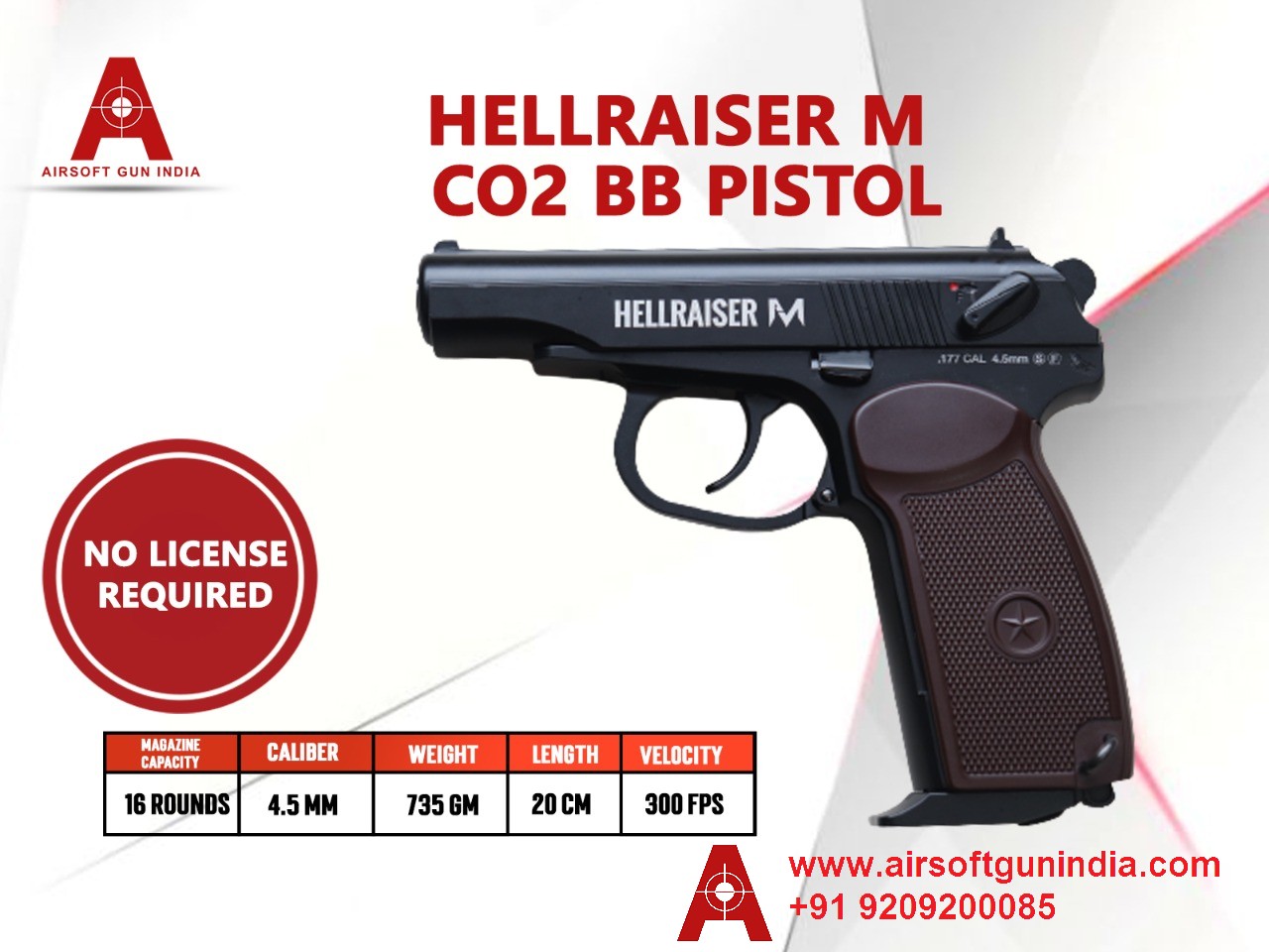 Hellraiser M CO2 BB .177Cal, 4.5mm Air Pistol By Airsoft Gun India