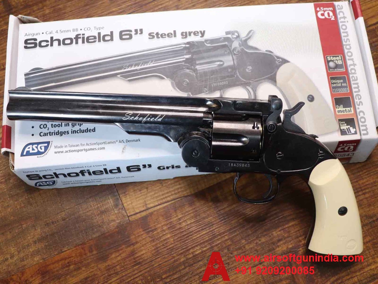 Schofield 6-inch Steel Gray Co2 BB .177Cal, 4.5mm Co2 BB Air Revolver By Airsoft Gun India