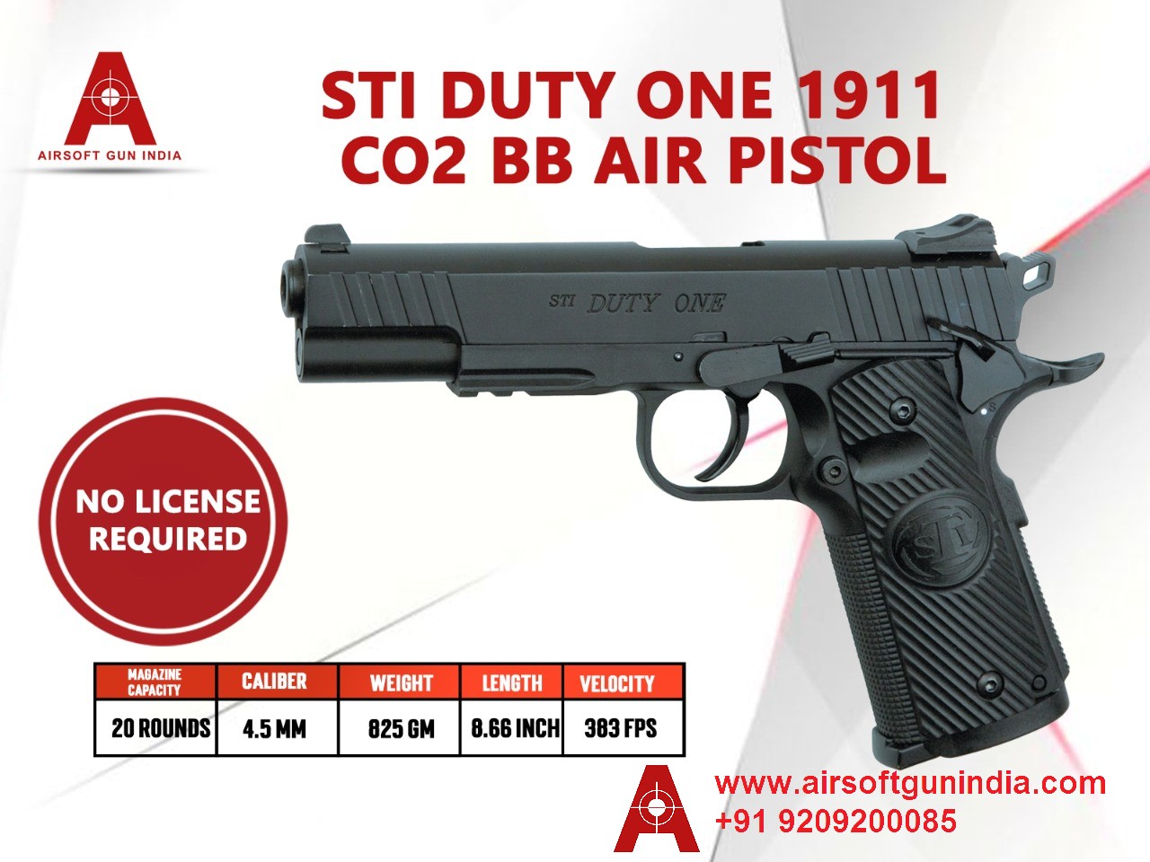STI Duty One 1911 BB .177Cal, 4.5mm Air Pistol By Airsoft Gun India