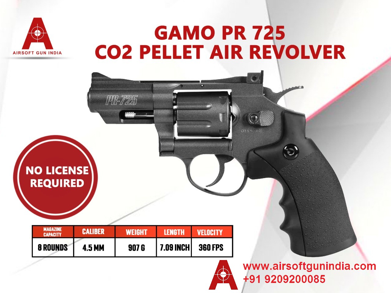 GAMO PR 725 Co2 Pellets .177Cal, 4.5mm Air Revolver By Airsoft Gun India
