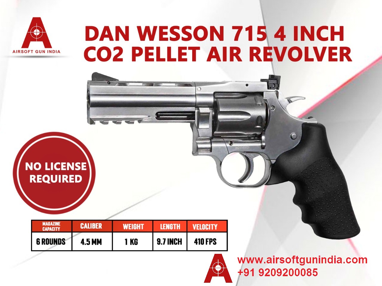 Dan Wesson 715 4 Inch Co2 Pellets .177Cal, 4.5mm Air Revolver By Airsoft Gun India
