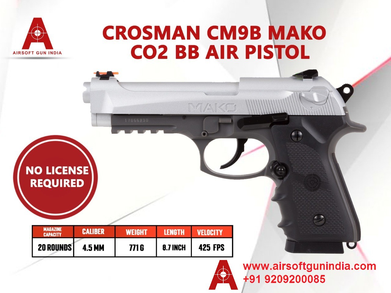 Beretta Style Crosman CM9B Mako CO2 BB Pistol By Airsoft Gun India