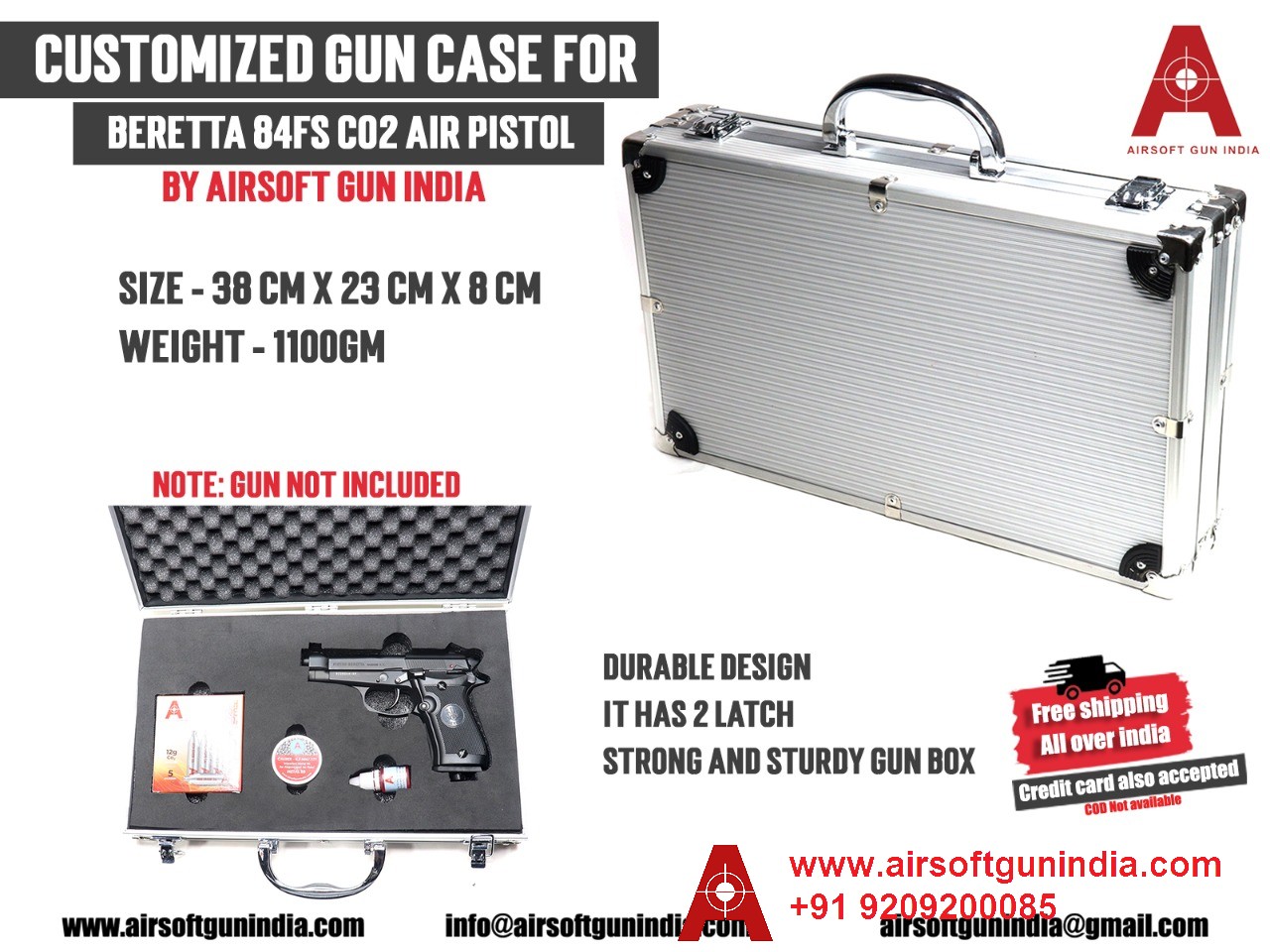 Customized Case For Beretta 84FS Co2 Pistol By Airsoft Gun India