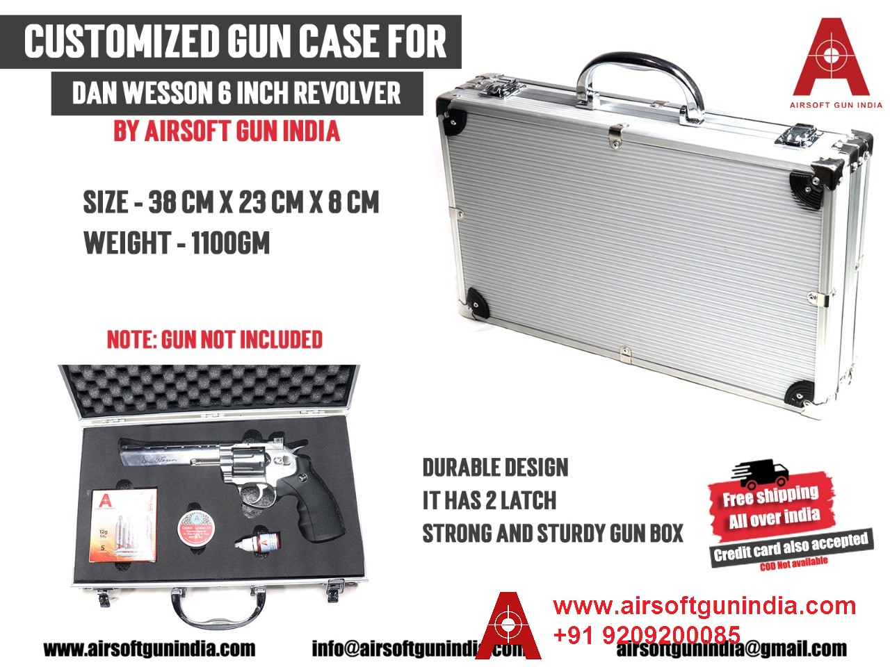 Customized Gun Case For Dan Wesson 6Inch BB Co2 Bb Revolver By Airsoft Gun India