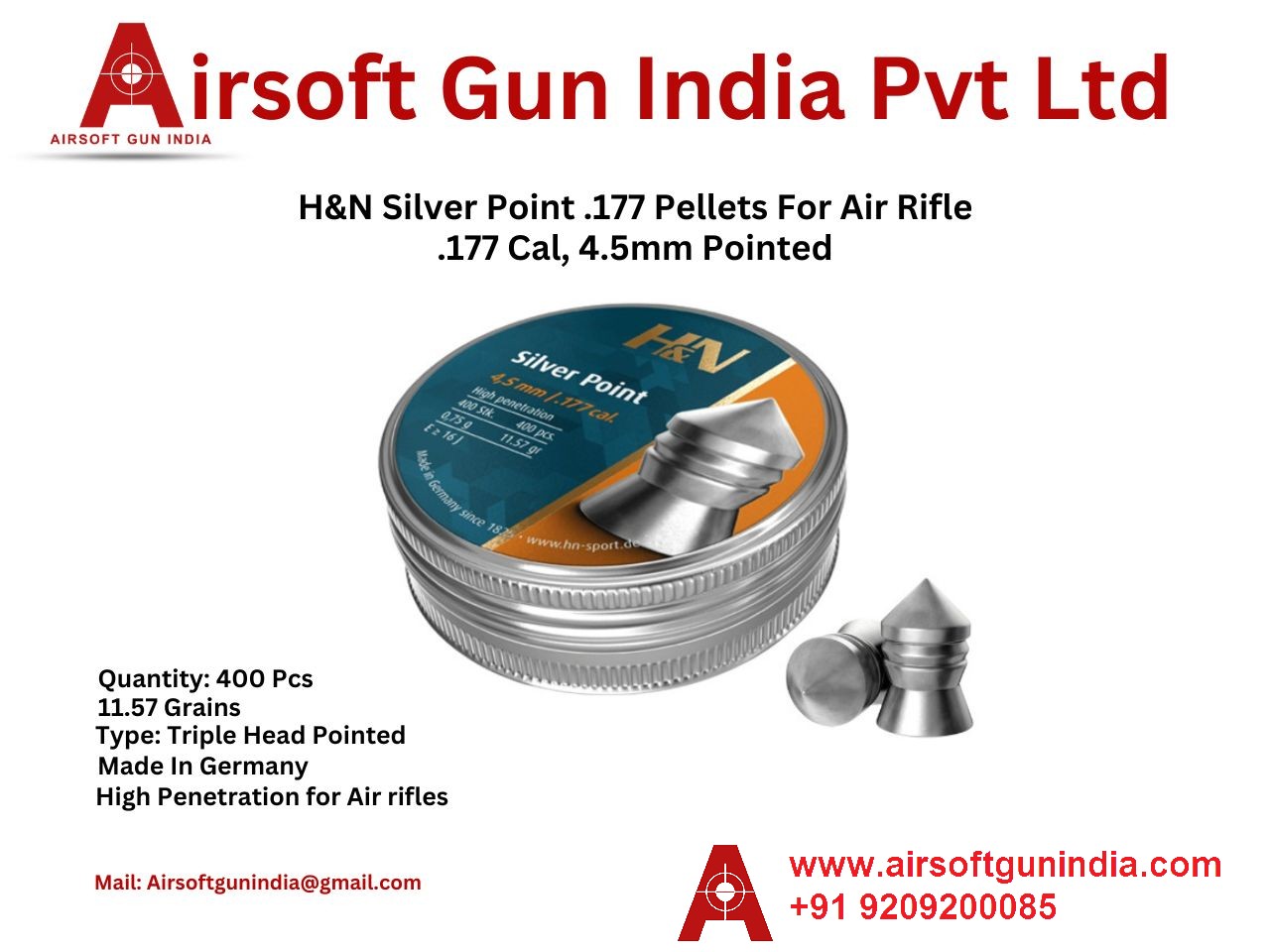 .177 H&N Silver Point Rifle Pellet By Airsoft Gun India