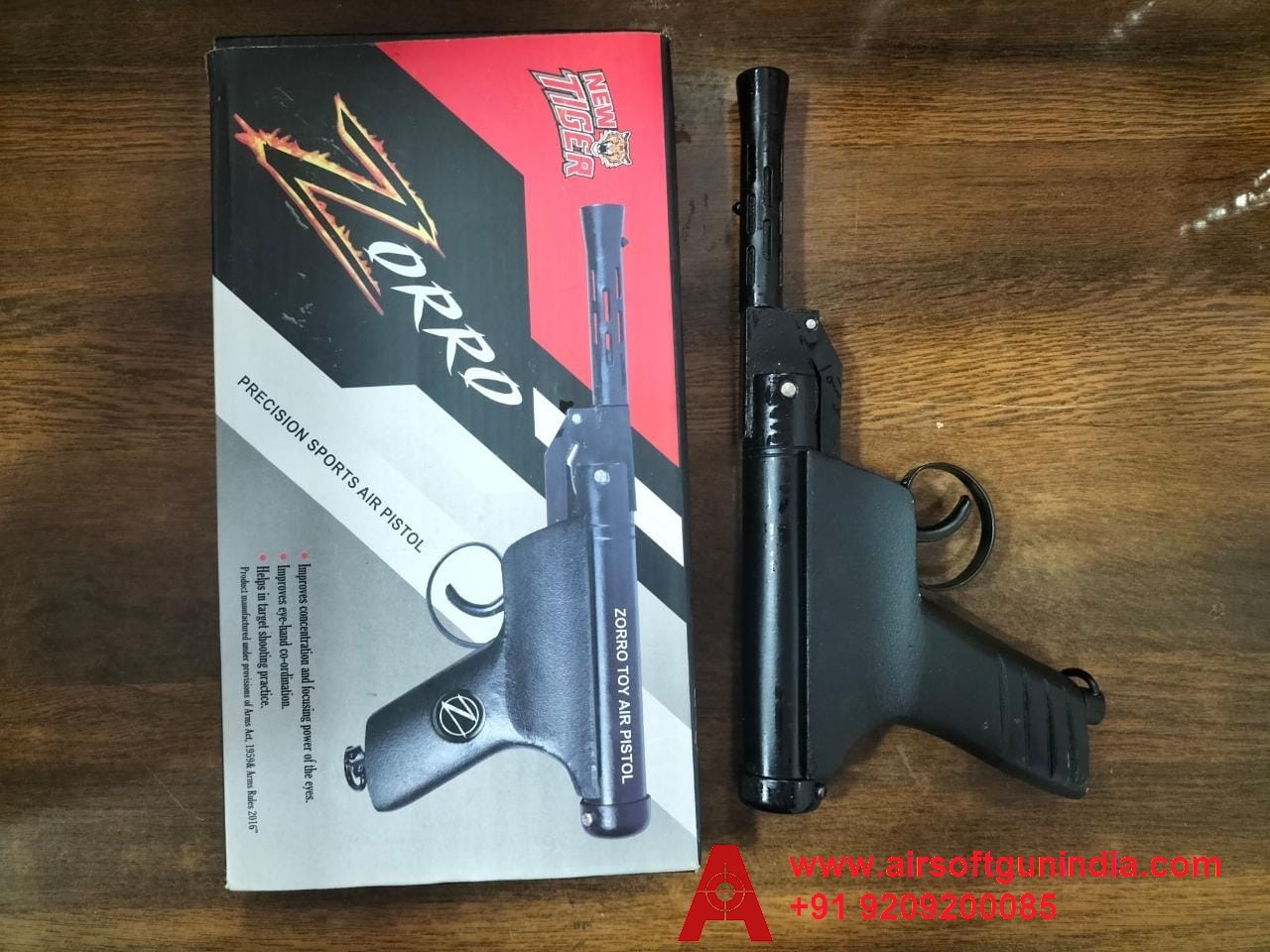 Zorro Black  Single-Shot .177 Caliber / 4.5 Mm Indian Air Pistol By Airsoft Gun India