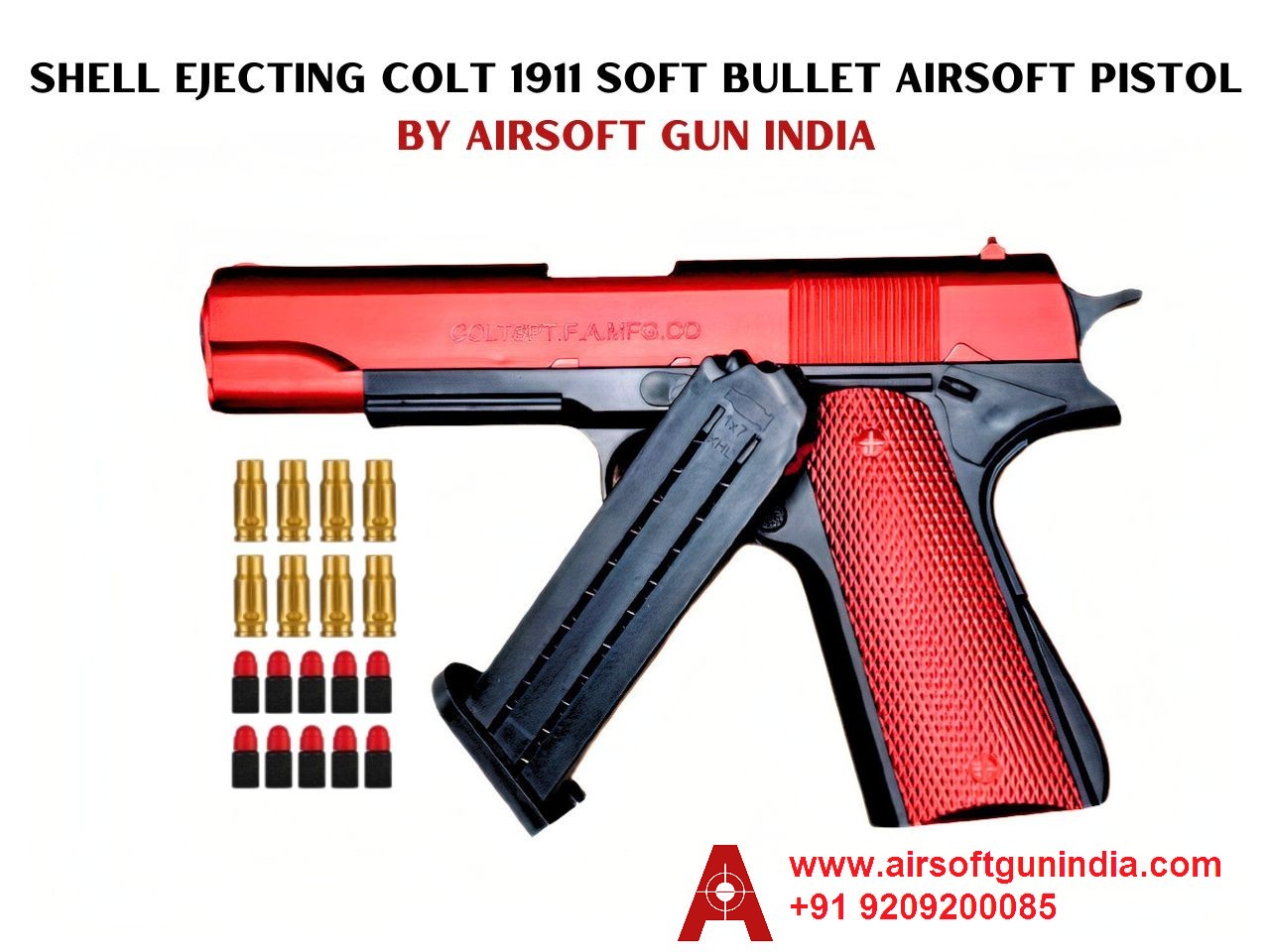 Colt 1911 A1 Soft Bullet Red Airsoft Toy Gun For Kids By Airsoft Gun India