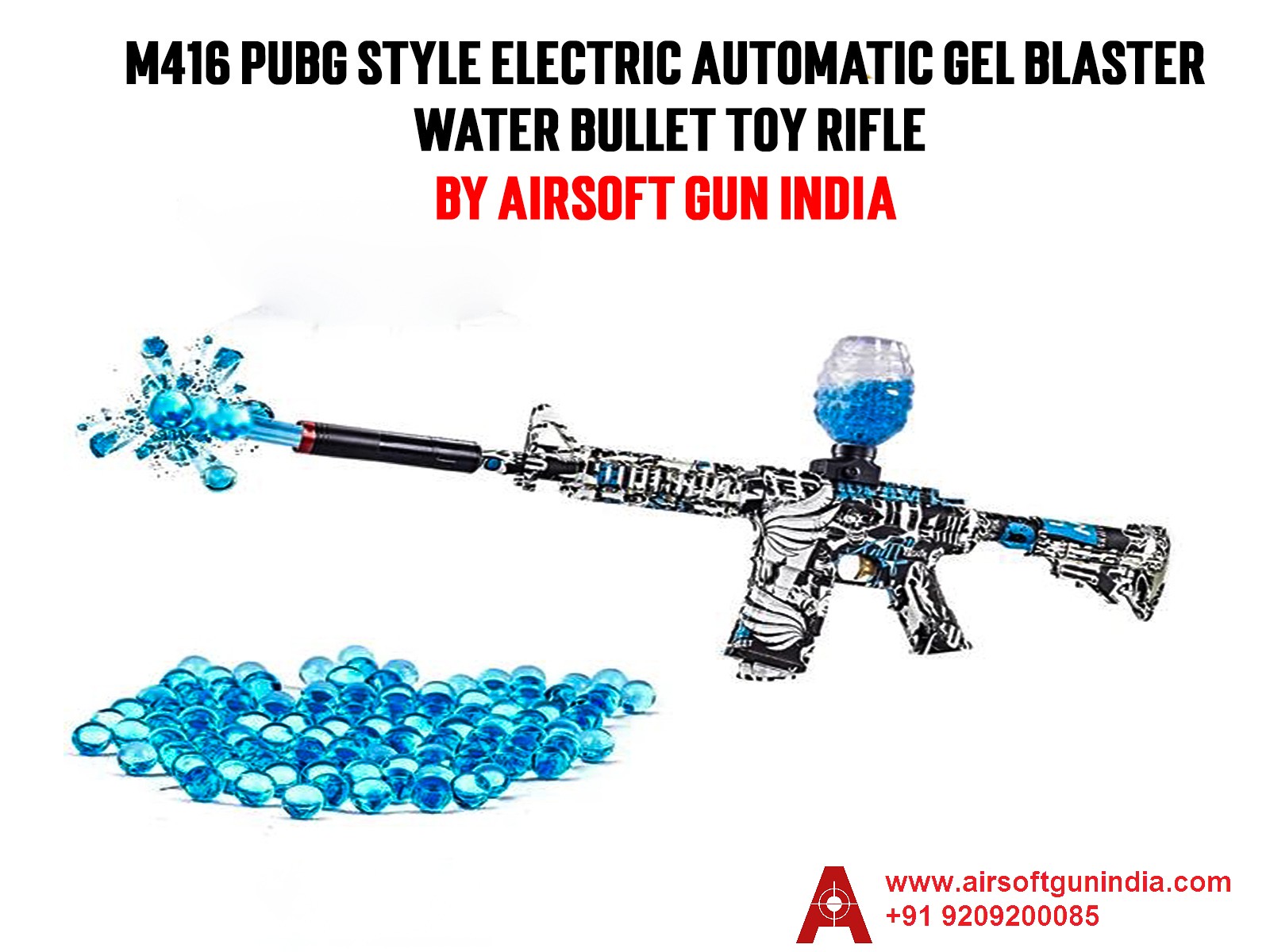 M416 PUBG Style Electric Automatic Gel Blaster Water Bullet Toy Rifle - Airsoft Gun India