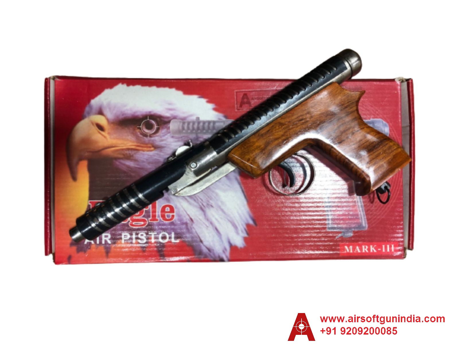 Eagle Master Mark 3 Wooden .177cal, 4.5mm Break Barrel Air Pistol By Airsoft Gun India