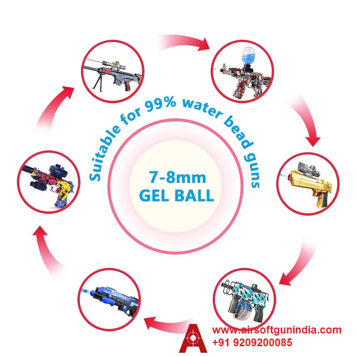 Fresh Gel Blaster Ammo Water Beads Gel Ball 1,000 Pcs 7-8mm, Water Based Gel Balls, Non-Toxic